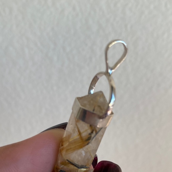 Sterling Silver Pendant, Gold Rutilated quartz stone - Picture 6 of 9
